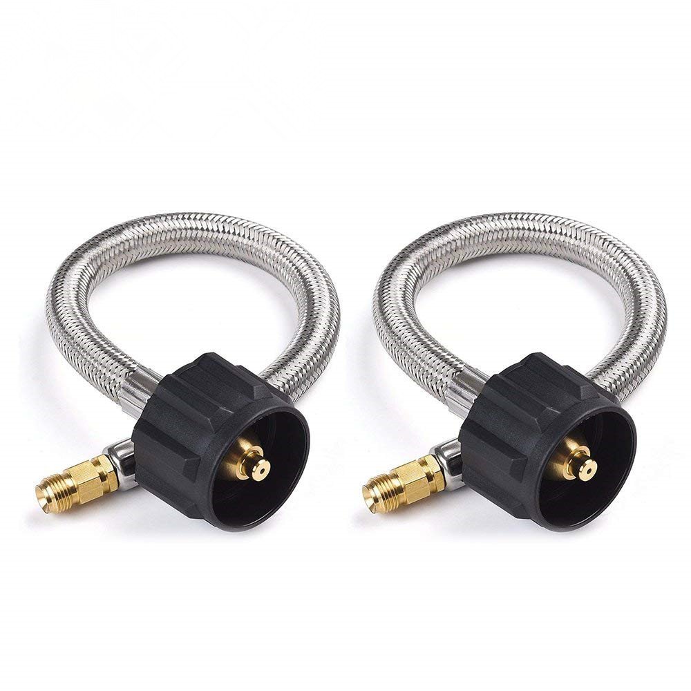 SHINESTAR 12inch Pigtail Stainless Braided RV Propane Hose Connector
