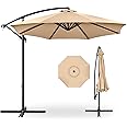 Best Choice Products 10ft Offset Hanging Market Patio Umbrella w/Easy Tilt Adjustment, Polyester Shade, 8 Ribs for Backyard, Poolside, Lawn and Garden