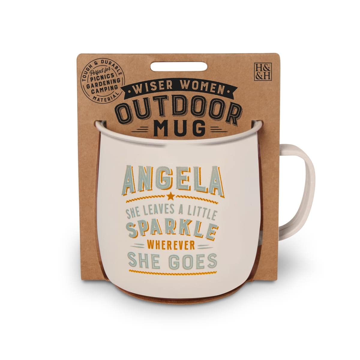 History & Heraldry Personalised Outdoor Mug (Angela)
