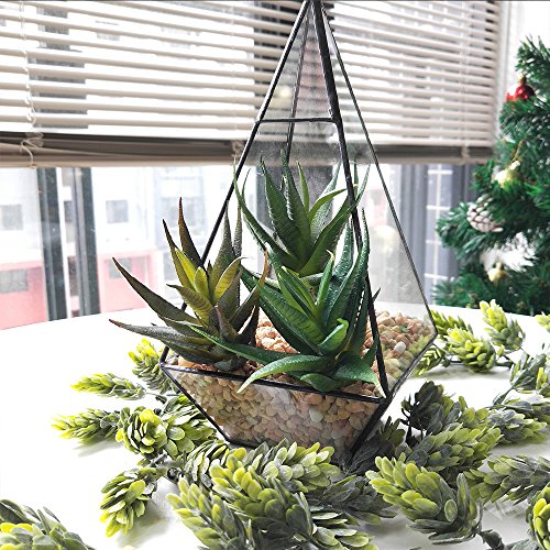 image for Winlyn 3 Pcs Textured Faux Succulent Pick in different Green, Artifici