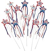 Fun Express USA Patriotic Wand Craft Kits for Kids Ages 4-8 Makes 12 | DIY Fourth of July Arts and Crafts Supplies, Foam Stickers, Easy Beginner Kits, Toddlers, Classroom & Party Activities