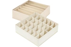 Sock Drawer Organizer Divider 2 Packs Underwear Organizer, 24 Cell & 7 Cell Closet Organizers and Storage Organizer Sock Hold