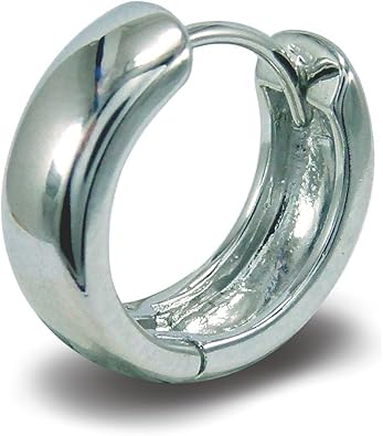 Unique Uni Boucles D Oreilles Creoles En Epais Plaque Or Blanc 18 Carats Pour Homme Ou Femme Unique Amazon Fr Bijoux