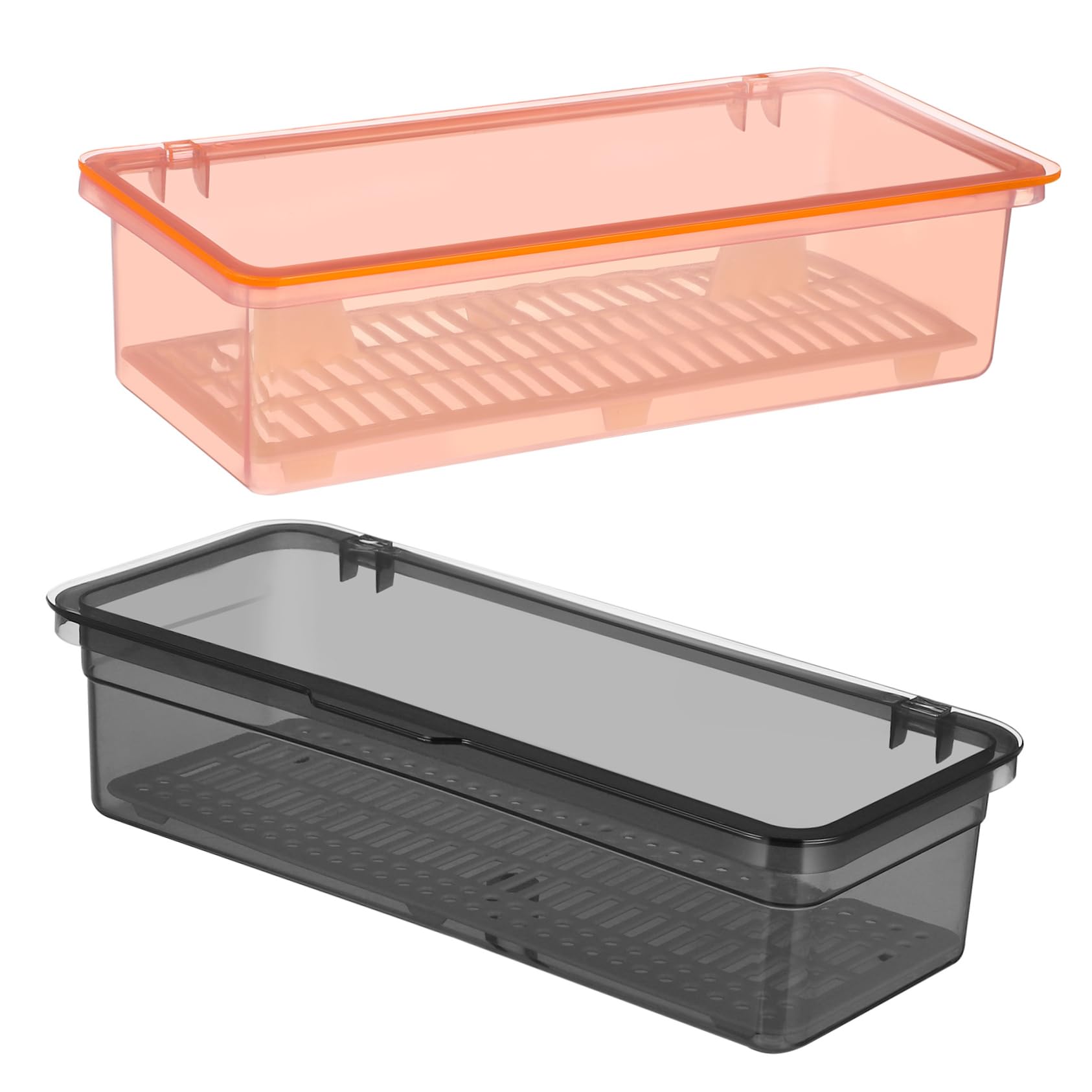 TOPBATHY 2pcs Cutlery Storage Containers with Lids, Cutlery Trays with Lids, Silverware Holder for Kitchen Countertop and Drawer