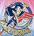 DC SuperHero Girls Wonder Woman Lassoing Large Graphic Ringer Tee Shirt Glitter Accents