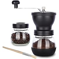 PARACITY Manual Coffee Bean Grinder, Hand Coffee Mill with 2 Glass Jars Ceramic Burr Stainless Steel Handle for…