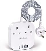 Addtam Power Strip Extension 4 USB-C/USB-A 2 AC Outlets 1.6m Braided Cord