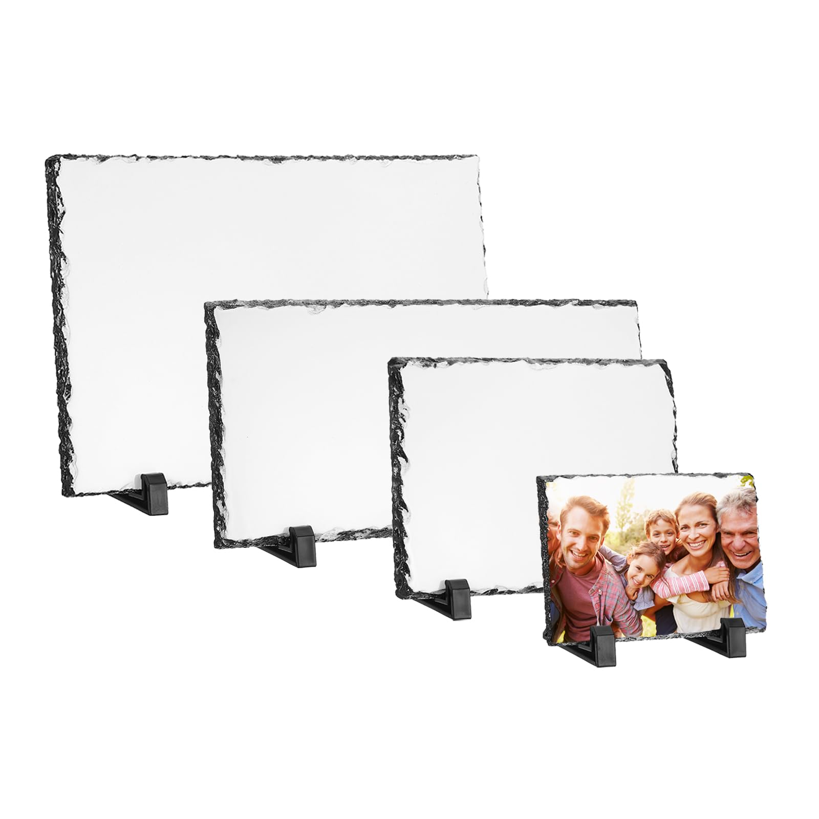 PATIKIL Sublimation Slate Blanks, 4 Pcs Rectangular Stone Sublimation Photo Frame Heat Press Sublimation Plaque for Making Memorial for a Friend, Dog, Personalized Gift, White