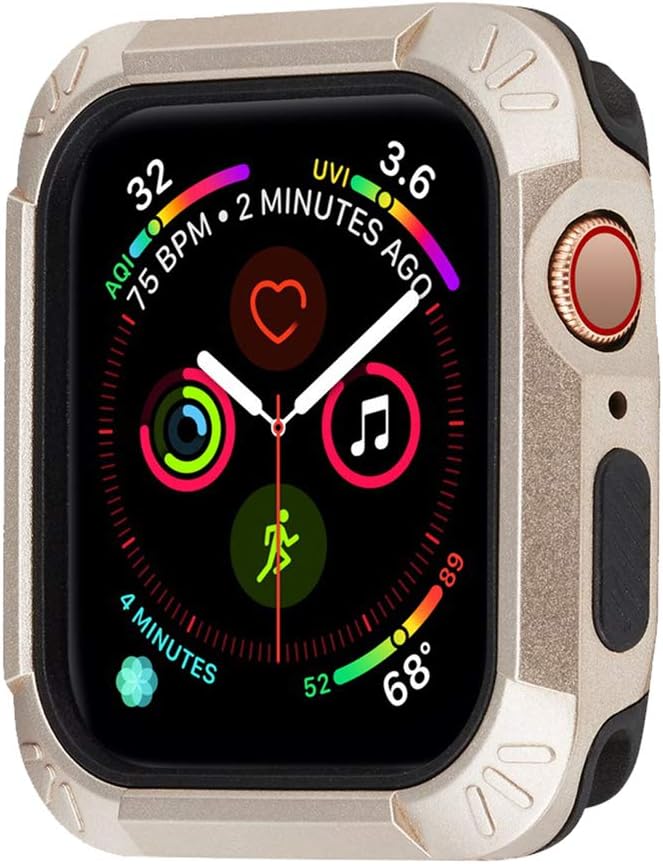 Case for Apple Watch Series 4 44mm,Shock Absorption Bumper Rugged TPU+PC Protective Cover for iWatch 4 44mm (Gold + Black)