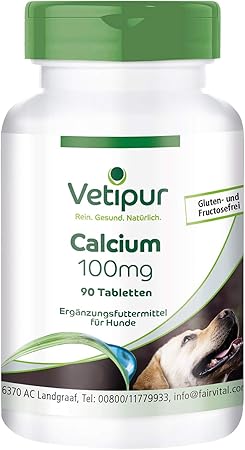 Vetipur Calcium Citrate 100mg Feed Supplement For Dogs 90 Tablets For Dogs For Bones Teeth And Muscles Amazon Co Uk Pet Supplies