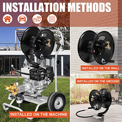 Tool Daily Pressure Washer Hose Reel, 100 FT Heavy Duty Steel Hose Reel