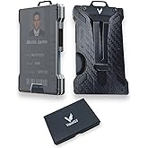 VIVIDUS Slim Mens Wallet Minimalist RFID Blocking Metal Aluminium Wallets for Men with Money Clip Credit card and cash holder, Slim wallet for men, Large, Carbon Fiber Black