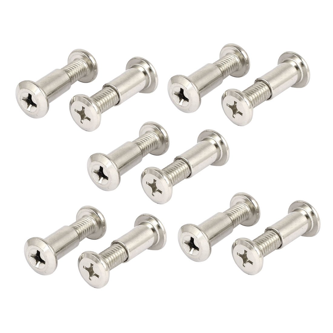 Sourcingmap M8x20mm Metal Phillips Countersunk Head Screw Bolts Dowel Barrel Nuts 10 Pcs