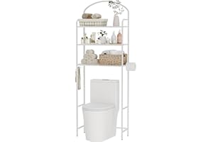Cerlyunzan 3-Tier Over The Toilet Storage, Bathroom Organizer, Space-Saving, Above Toilet Storage Rack with 4 Hooks and Paper