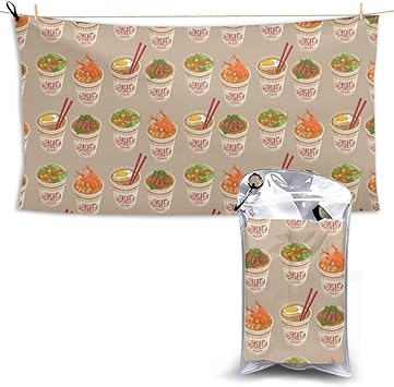 Amazon カップヌードルラーメン速乾タオル スポーツタオル バスタオル 旅行タオル 収納袋付き 瞬間吸水 速乾 耐久 抗菌防臭 大判 73x130cm 敏感肌 赤ちゃんに安心 アウトドア 登山 水泳 旅行 ヨガに最適 Vciostnt 贸易会社 スポーツタオル