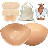 Majurphy Natural Push up Sticky Bra Insert Pads | Double Sided Adhesive Inserts | Stick on for Sports Bra Swimsuit