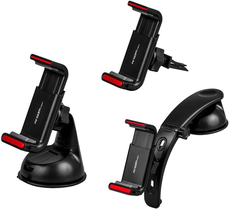ARGOM Tech Car Holder Mount Kit for Cell Phones - All in one car mount holder used on windshield glass, dashboard or air vent