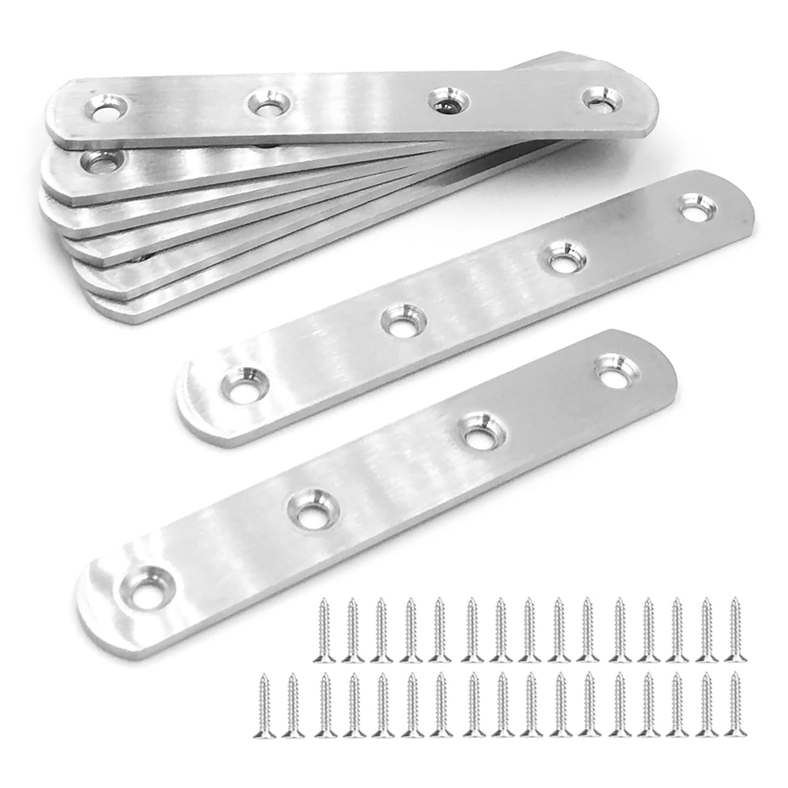 BuxiuGK 8 Pieces 124x20 mm Flat Brace Flat Bracket Stainless Steel Heavy Duty Straight Repair Joining Mending Flat Bracket for Furniture Fixation