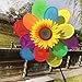 Techinal 1Pcs Plastic Windmill Wind Spinner Whirligig, Sunflower Rainbow Windmill Home Yard Decoration