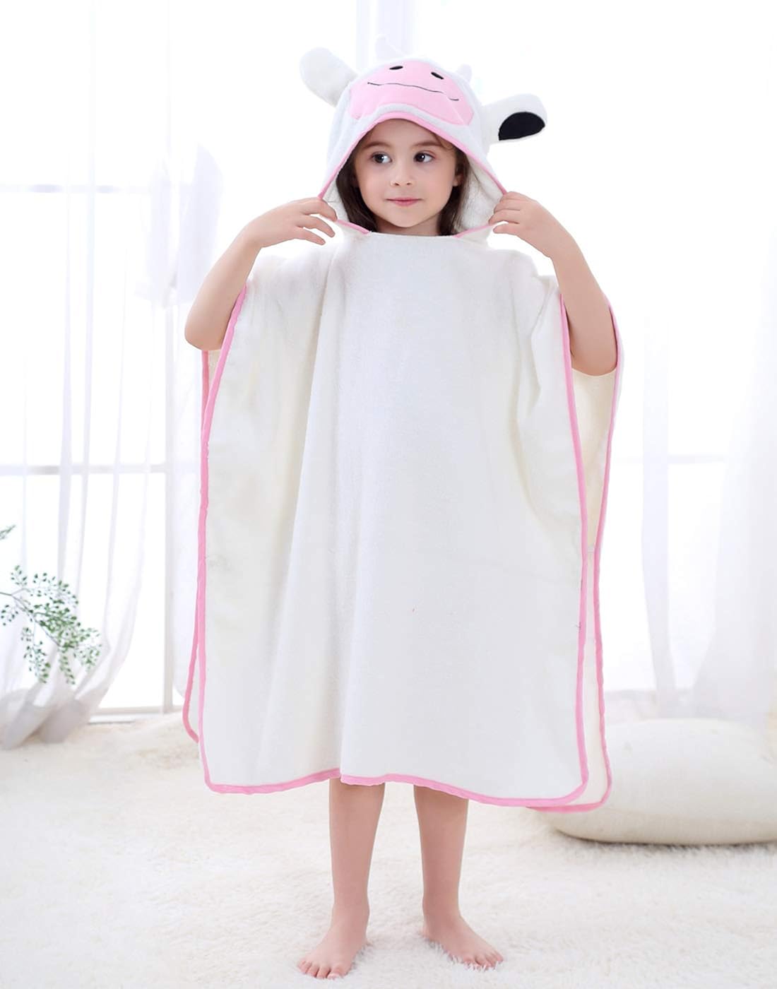 Happy Cherry Enfant Cape De Bain A Capuche Fille Garcon Serviette Poncho Enfant 3 7 Ans Peignoir De Bain Enfant Plage Natation Sortie De Bain Animal Fille Vetements Peppex Sports De