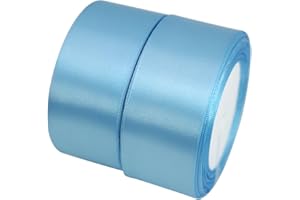 BLUE FEATHER PRODUCTS, INC. Jesep 1 1/2" Single Face Satin Ribbon 2 Rolls 50 Yards #7021 (Lake Blue)
