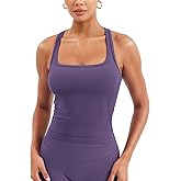 YEOREO Esteile Workout Tank Tops for Women Square Neck Sleeveless Camisole Tops Seamless Racerback Gym Athletic Yoga Shirts