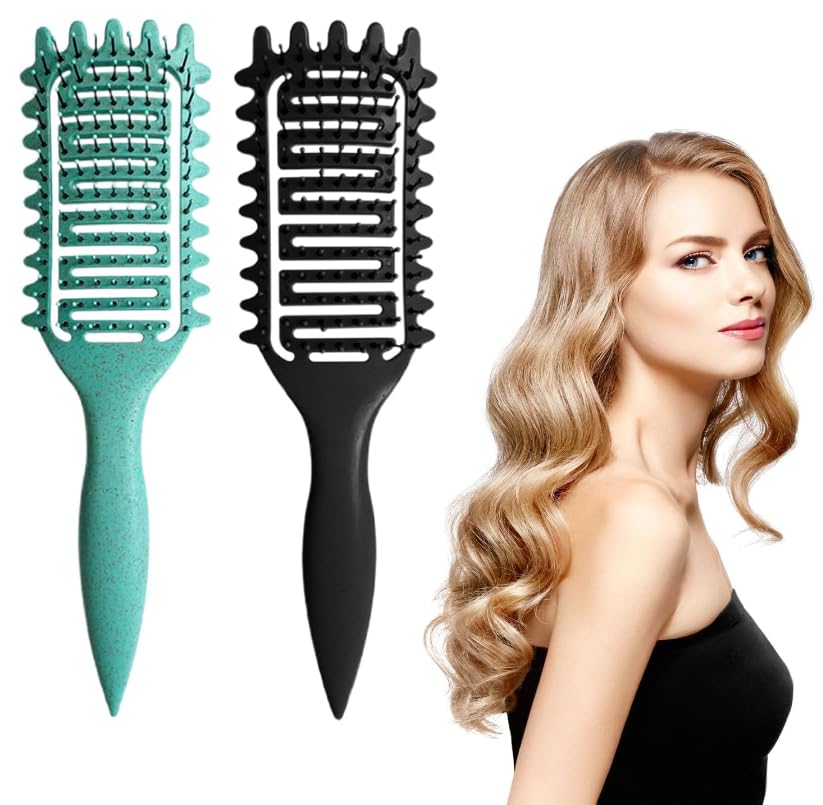 Curly Hair Brush, bounce curl brush, Define Styling Brush for Soft Bristle Vent Detangling Comb for Women Men Girls(2Pcs)