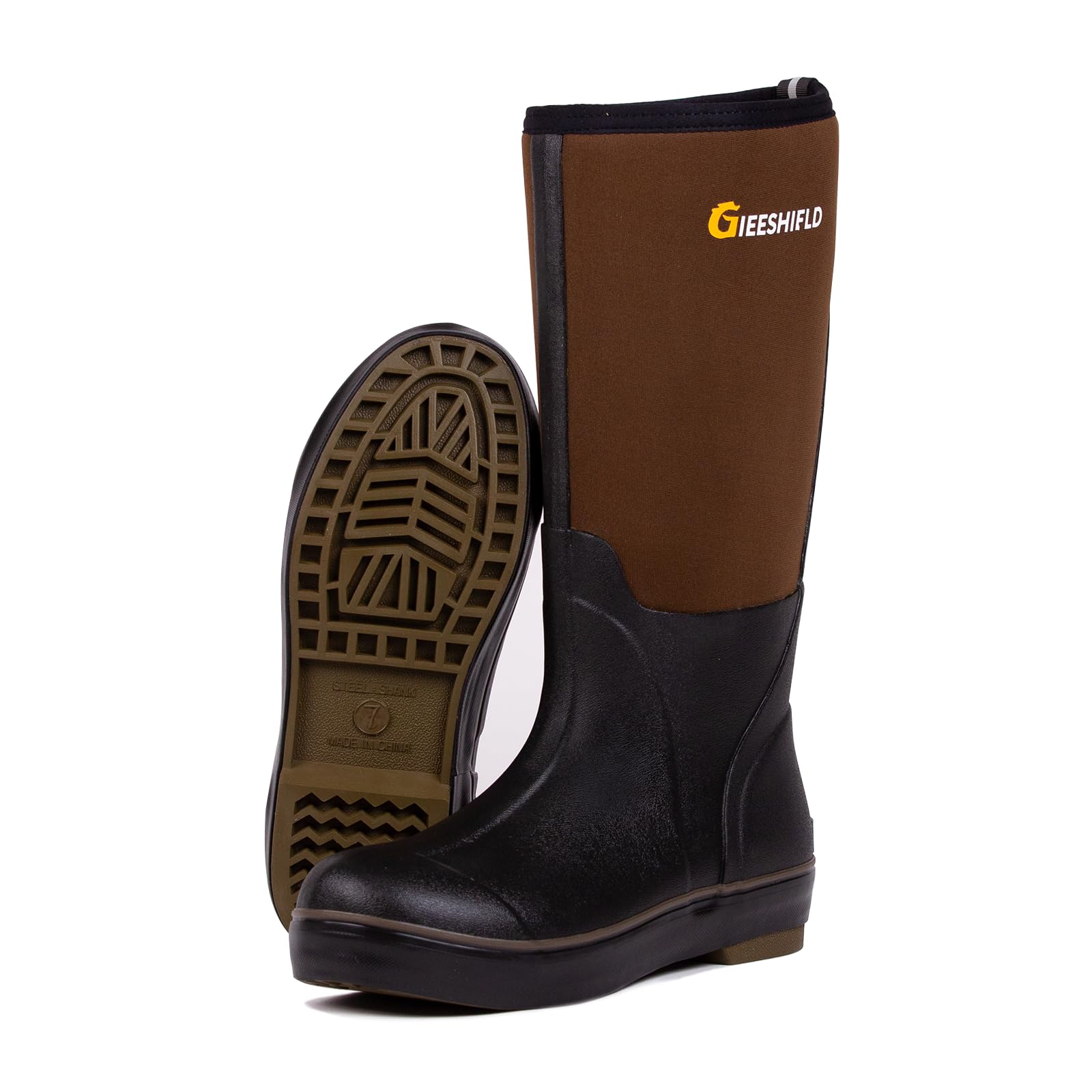 GIEESHIELD Men's Rubber Work Boots - Waterproof Steel Toe Hunting & Work Boots