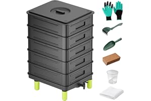 TOP XIAN 5-Layer Worm Compost Bin, 85L Worm Composter for Indoor & Outdoor, Starter Kits for Vermicomposting Starter, Garden Worm Composting Bin for Recycling Food Waste (Black)
