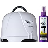 Red by Kiss 3000 Ceramic Tourmaline Professional Hood Dryer with Heat Protector Spray Bundle, Adjustable Height 1875W+ Ultra Keratin Thermal Spray for Hydration, Strength & Frizz Control (4 Fl Oz)