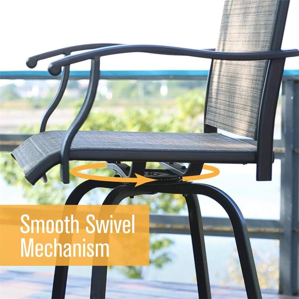PHI VILLA Swivel Bar Stools All-Weather Patio Furniture, 2 Pack: Garden & Outdoor