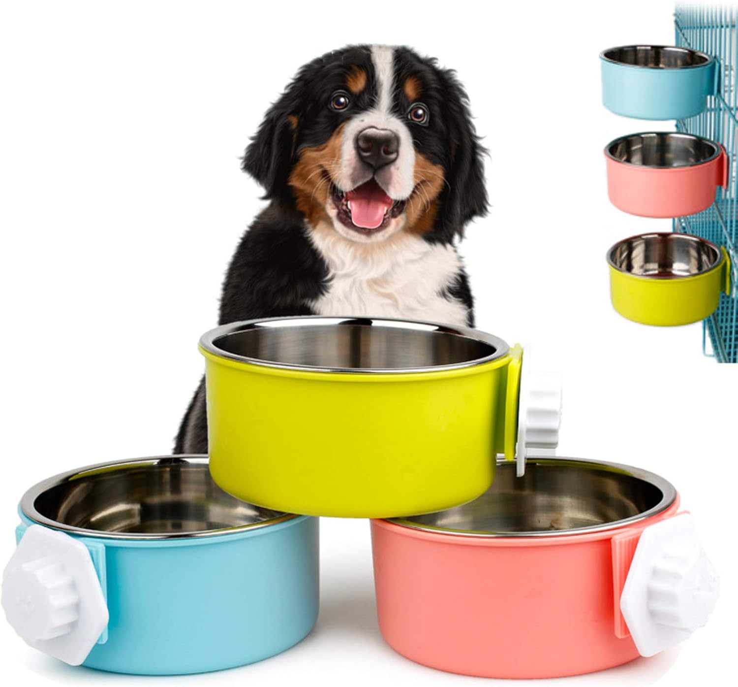 Pet Supplies SYNARA Crate Dog Bowl, Removable Stainless Steel Hanging