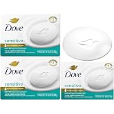 Dove Beauty Bar Soap, Sensitive Skin 2-Size Variety 3-Pack with Moisturizing Cream for Soft, Smooth Skin, Hypoallergenic, Fragrance-Free