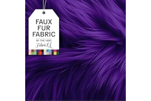 FABRICLA Faux Fur Fabric by The Yard - Artificial Craft Fur - 18" X 60" Inch Wide - Fur Fabric for Craft Supply, DIY Furry Plush Projects, Sewing, Material, Decoration, Upholstery, Purple, Half Yard