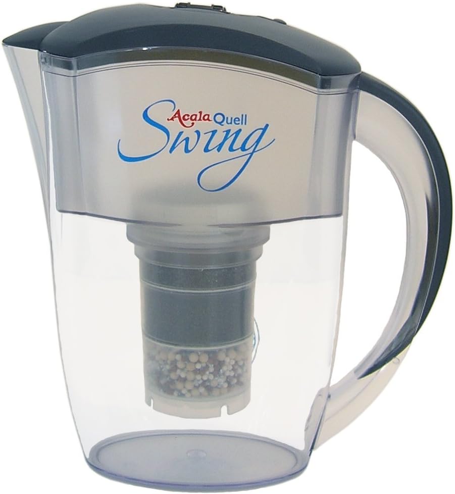 Water Filter AcalaQuell Swing Water Filter Jug | Anthracite | Highest Filtration Performance| Multi-Layered Filter Cartridge| PI-Technology|WaterFilterSystem| Creates delicious-tasting, healthy water
