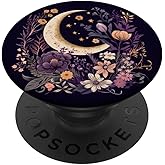Cute Elegant Minimal Boho Decor Art Design Co Boho Moon Phases Floral Aesthetic Chic PopSockets Adhesive PopGrip for iPhone 11
