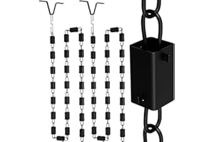 Famiron 2Pcs Square Rain Chain, Black Rain Chains for Gutters 8.5 FT, Durable Black Powder-Coated Aluminum, Rain Chains for Outside, Adjustable Rain Catcher Chain, Premium Rain Chains for Gutters