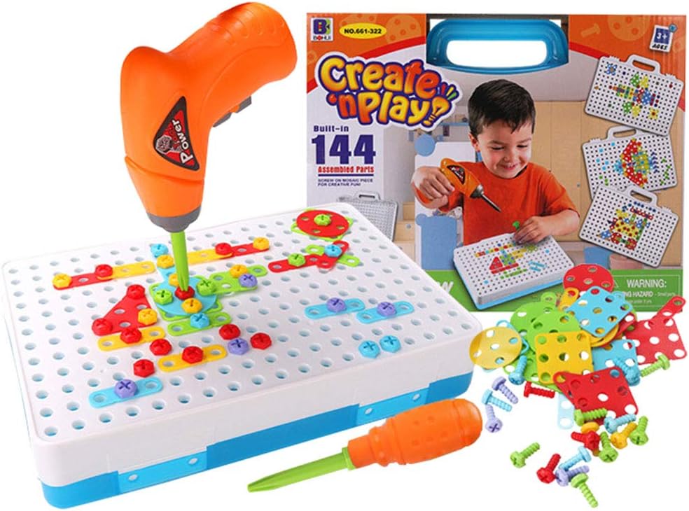 Lidasen Building Block Construction Toys Set, 3D Take Apart Kids Tool Kit with Drill Screwdriver, DIY Fine Motor Skills for Children Ages 3+ Years Old
