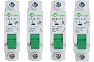 Miniature Circuit Breaker - 4 Pcs 110V/240V MCB Din Rail DZ47-63 Mini Home Circuit Breaker 1 Pole 16A, AC Solar MCB