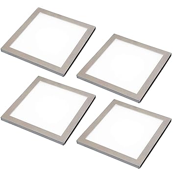 4 x 6 W LED Unterschrank/Schrank, quadratisch, Küchenleuchte & Treiber-Kit – gebürstetes Nickel-Finish – Warmweißer Lichtstra