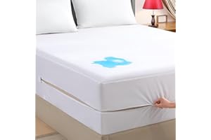 JamRest Zippered Mattress Encasement King, 6-Sided Waterproof Zipper Mattress Protector, Thin Cooling Breathable, Zip Mattress Cover King Size, Fitted 7" - 15" Deep Mattress