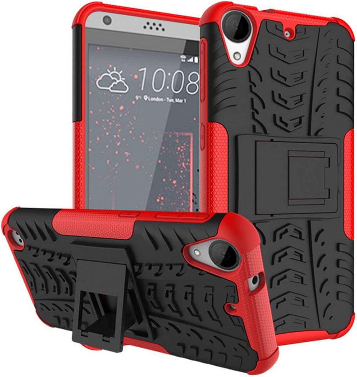 Heavy Duty Tough Dual Layer 2 in 1 Rugged Rubber Hybrid Hard/Soft Impact Protective Cover with Kickstand for HTC Desire 828 5.5"