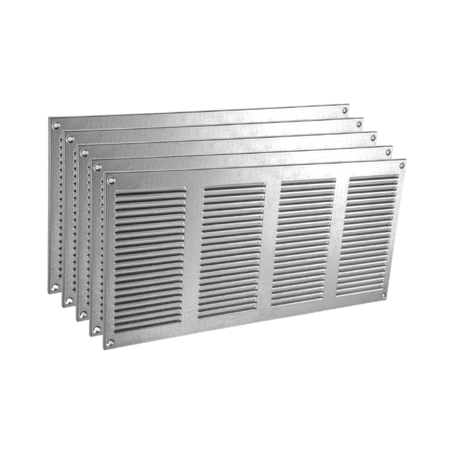 Photo 1 of Vent Systems 16" x 8" Inch (Overall Dimensions) Pack of 5 - Galvanized - Air Vent Cover Metal Air Return Grill with Built-in Pest Guard Screen HVAC Vent Duct Cover for Home Improvement