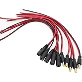 exgoofit 12V 5A DC Power Pigtail Barrel Plug Connector Cable 5 Pairs, 2.1mm x 5.5mm Male Female DC Pigtail Connectors for CCTV Security Camera and 12V Power Supply Adapter