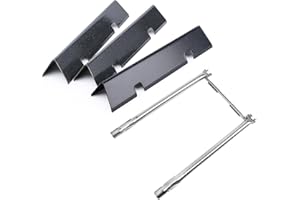Grimate 7635 Flavorizer Bars and Grill Burner - Kit for Weber Spirit I/II 200 Series Gas Grills (Front-Mounted Control), 15.3" Heat Plate 18" Burner Replacement for 69785 7635