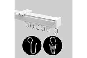 MaKefeile Ceiling Mount Curtains Track Room Divider Privacy Partition Separator Curtain Tracks Rods Heavy Duty RV Shower Outdoor Rail Clip Hook Set, White 3-15ft