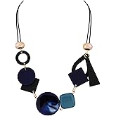 MINACHI Vintage Wooden Geometric Pendant Necklace, Personality Necklace, Gift for Women