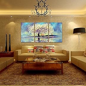 2 Panel Canvas Wall Art - Oil Painting Style Artwork with Deers Under Giant Colorful Tree - Giclee Print Gallery Wrap Modern Home Art Ready to Hang - 16"x24" x 3 Panels