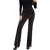 FUNYYZO Women's Velvet Flared Pants Elastic Waist Pull On Long Pants Trousers 2026 Bell Bottom Casual Streetwear Trousers