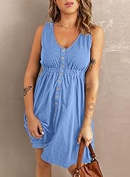 BLENCOT 2023 Women's Summer V Neck Button Front